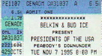 7th november 1995 ticket stub